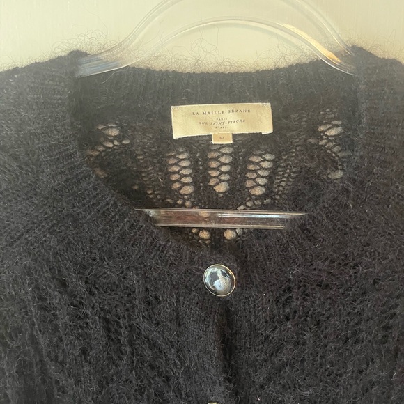 Sezane La Maille Tonio black cardigan sweater size M - Picture 8 of 14